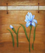 Květiny - Dva modré květy, obrazy ručně malované