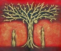 obrazy do bytu - obraz Strom Adama a Evy - obrazy ručně malované