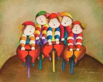 Pro děti - Výlet na kole, obrazy ručně malované