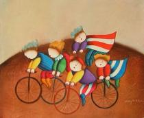 Pro děti - Děti na kolech, obrazy ručně malované