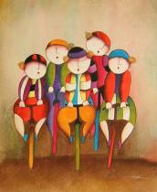 Pro děti - Děti na kolách, obrazy ručně malované