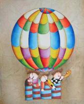 Pro děti - Děti v balónu, obrazy ručně malované