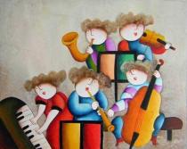 Pro děti - Hudební škola, obrazy ručně malované