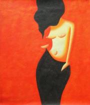Akty - Žena v černém, obrazy ručně malované