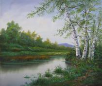 Krajiny - Klidná řeka, obrazy ručně malované
