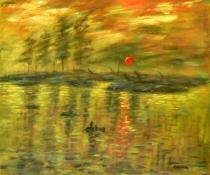 Claude Monet - Západ slunce, obrazy ručně malované