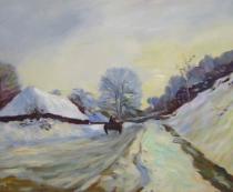Claude Monet - Spící cesta pod sněhem, obrazy ručně malované