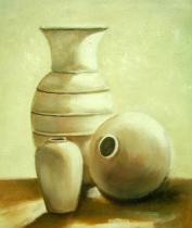 Vázy a nádoby - Bílé vázy, obrazy ručně malované