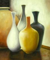 Vázy a nádoby - Pět váz, obrazy ručně malované