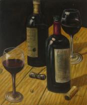 Vázy a nádoby - Červené víno, obrazy ručně malované