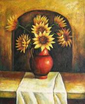Slunečnice - Váza slunečnic, obrazy ručně malované