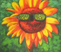 Slunečnice - Slunečnice s brýlemi, obrazy ručně malované