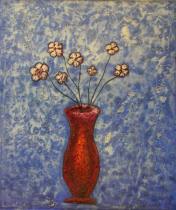 obrazy, reprodukce, Červená váza s květy