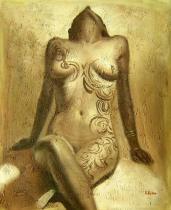 obrazy, reprodukce, Potetovaná nahá žena