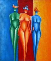 obrazy, reprodukce, Tři barevné ženy
