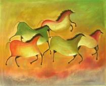 obrazy, reprodukce, Běžící koně