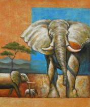 obrazy, reprodukce, Sloni v Africe