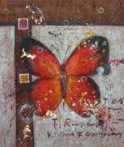 obrazy, reprodukce, Motýl na zdi