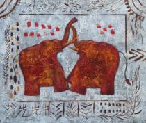 obrazy, reprodukce, Sloni v boji