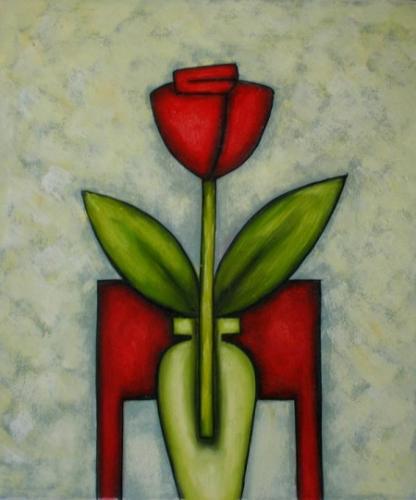 obraz Červený květ