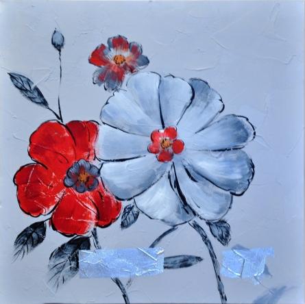 obraz Červeno-bílé květiny