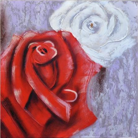 obraz Bílá a červená růže